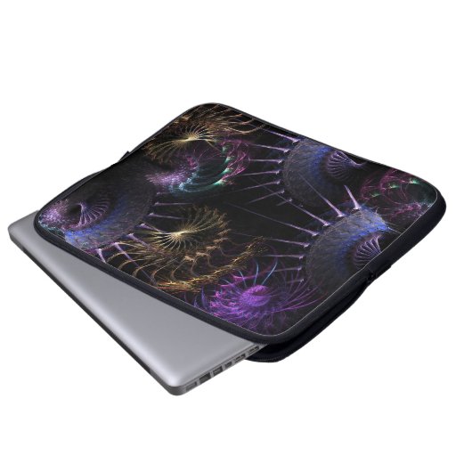 Fraktal Lila & Gold Swirl Notebook Laptop Laptopschutzhülle (Vorne Knopf)