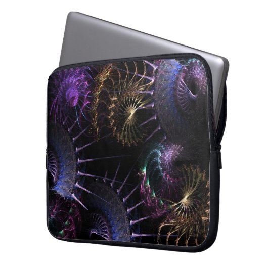 Fraktal Lila & Gold Swirl Notebook Laptop Laptopschutzhülle (Vorderseite Links)