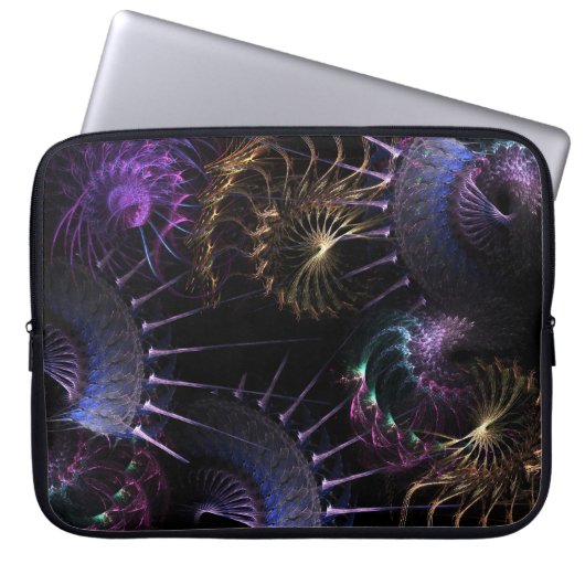 Fraktal Lila & Gold Swirl Notebook Laptop Laptopschutzhülle (Vorderseite)