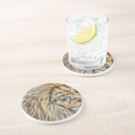 Fraktal Lion Getränkeuntersetzer (Seite)