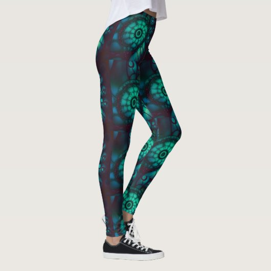 Fraktal-Malachit3 Leggings (Rechts)