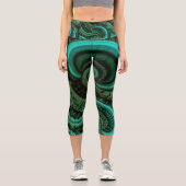 Fraktal Malachite1 Capri Leggings (Vorderseite)