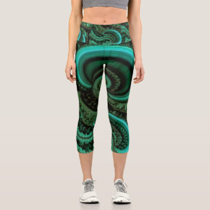 Fraktal Malachite1 Capri Leggings
