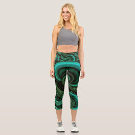 Fraktal Malachite1 Capri Leggings