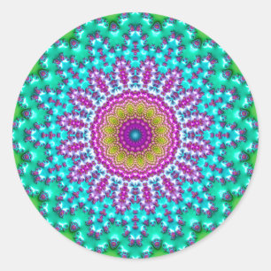 Fraktal Mandala 3 Runder Aufkleber