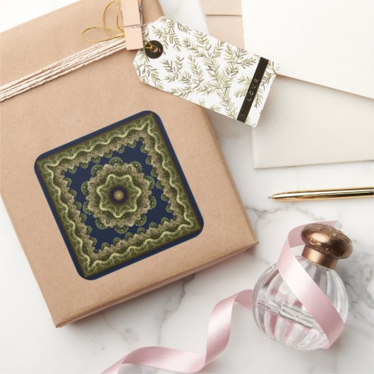 Fraktal mandala Fee gerahmte Einrichtung Quadratischer Aufkleber (Schenken)
