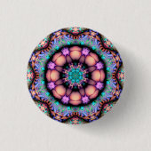 Fraktal Mandala floral Psychedelic Art Button (Vorderseite)