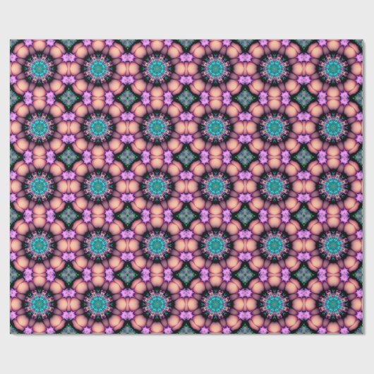 Fraktal Mandala floral Psychedelic Art Geschenkpapier (Flach)