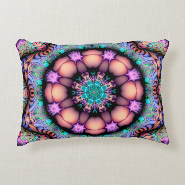 Fraktal Mandala Floral Psychedelic Art Pillow Dekokissen (Vorderseite)