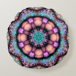 Fraktal Mandala floral Psychedelic Art Rundes Kissen
