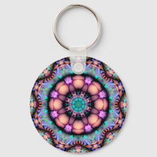 Fraktal Mandala floral Psychedelic Art Schlüsselanhänger