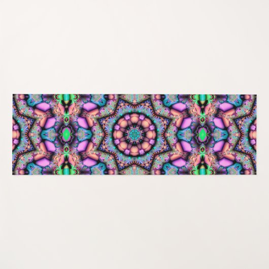 Fraktal Mandala floral Psychedelic Art Yogamatte (Vorderseite (Horizontal))