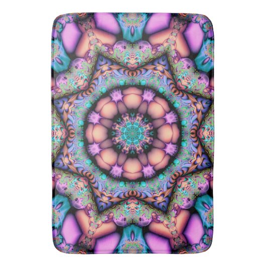Fraktal Mandala Floral Psychedelic Badematte (Vorderseite Vertikal)