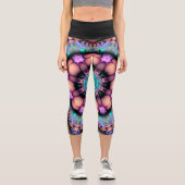Fraktal Mandala Floral Psychedelic Capri Leggings (Vorderseite)