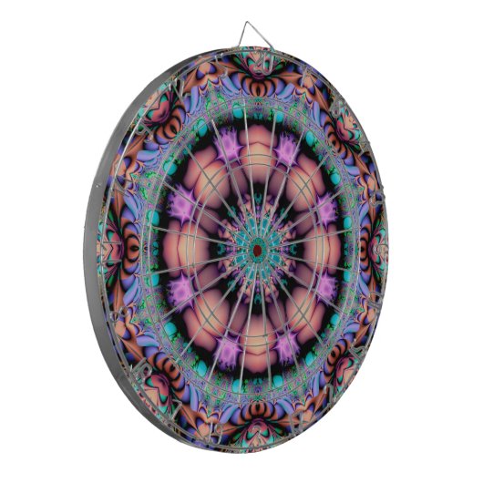 Fraktal Mandala Floral Psychedelic Dartscheibe (Vorderseite Links)