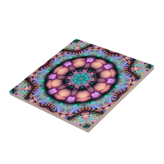 Fraktal Mandala Floral Psychedelic Fliese (Seite)
