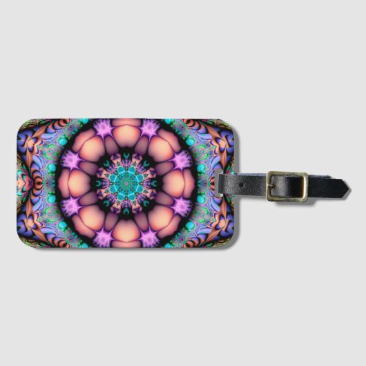 Fraktal Mandala Floral Psychedelic Gepäckanhänger (Vorderseite (Horizontal))