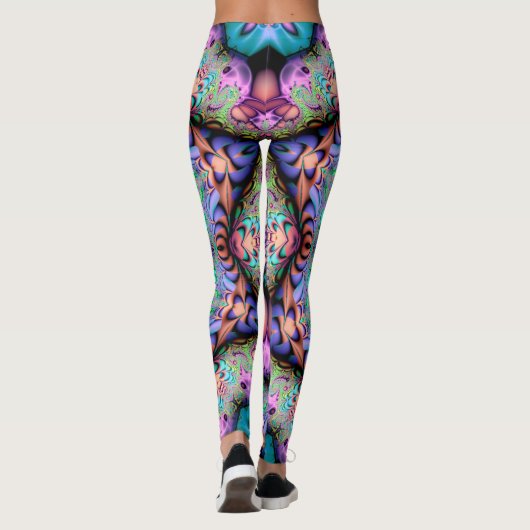 Fraktal Mandala Floral Psychedelic Leggings (Rückseite)