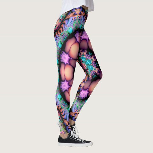 Fraktal Mandala Floral Psychedelic Leggings (Rechts)