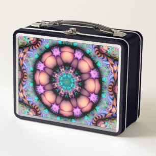 Fraktal Mandala Floral Psychedelic Metall Brotdose
