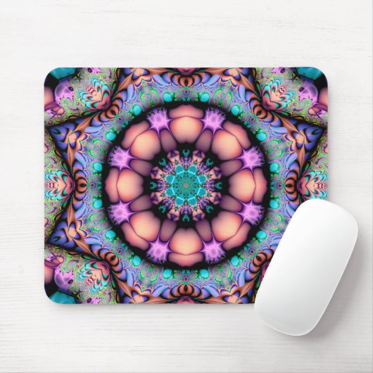 Fraktal Mandala Floral Psychedelic Mousepad (Mit Mouse)