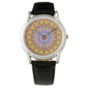 Fraktal Mandala Floral Psychedelic Retro Trippy Wa Armbanduhr