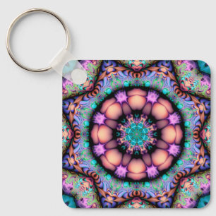 Fraktal Mandala Floral Psychedelic Schlüsselanhänger