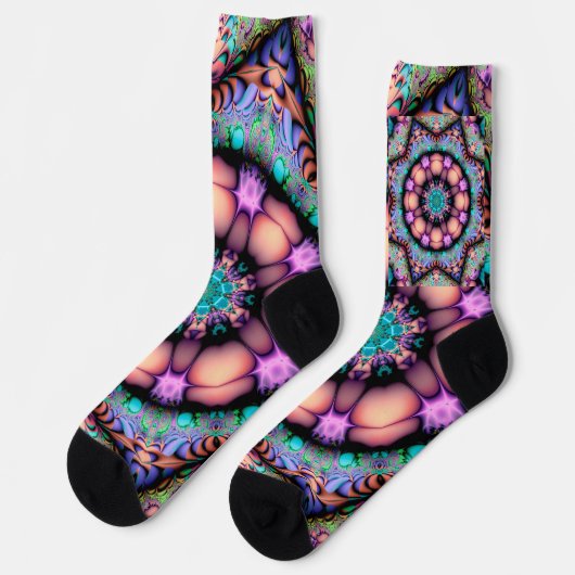 Fraktal Mandala Floral Psychedelic Socken (Linkes Detail)