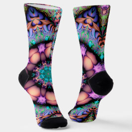 Fraktal Mandala Floral Psychedelic Socken