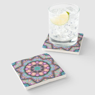 Fraktal Mandala Floral Psychedelic Steinuntersetzer