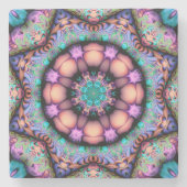 Fraktal Mandala Floral Psychedelic Steinuntersetzer (Vorderseite)