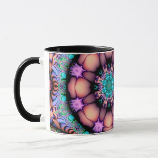 Fraktal Mandala Floral Psychedelic Tasse (Links)
