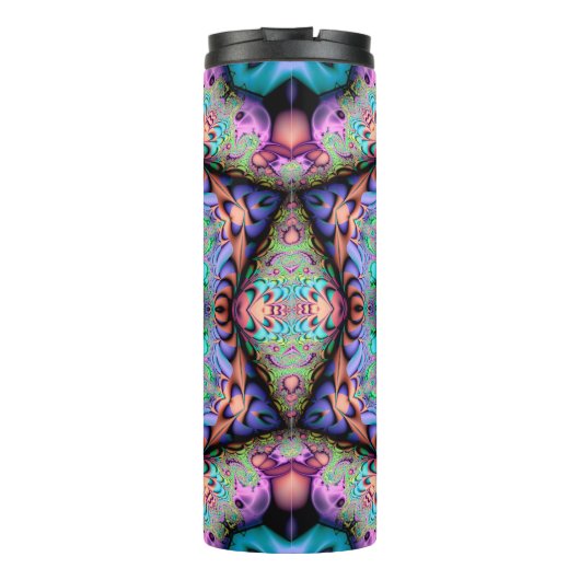 Fraktal Mandala Floral Psychedelic Thermosbecher (Rückseite)