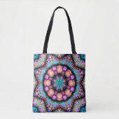 Fraktal Mandala Floral Psychedelic Tote Bag Tasche (Vorderseite)