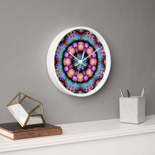 Fraktal Mandala Floral Psychedelic Uhr (Büro)