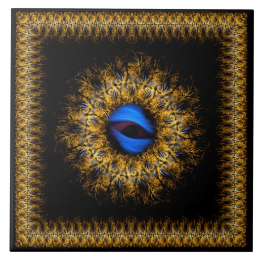 Fraktal-Mandala-Königsauge Fliese (Vorderseite)