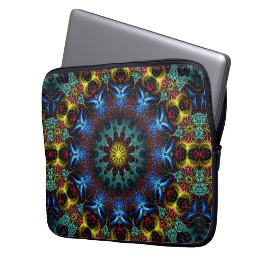 Fraktal Mandala Lace Art Notebook Laptopschutzhülle (Vorderseite Links)