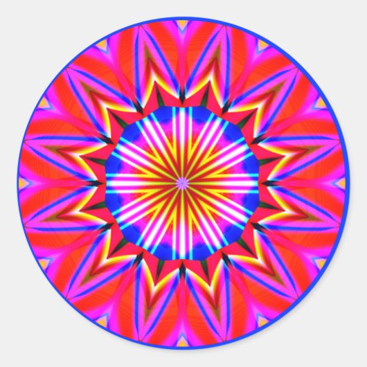 Fraktal Mandala Runder Aufkleber (Vorderseite)