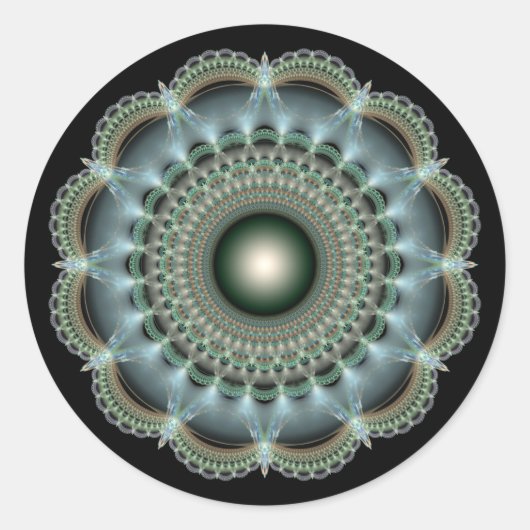 Fraktal-Mandala Runder Aufkleber (Vorderseite)