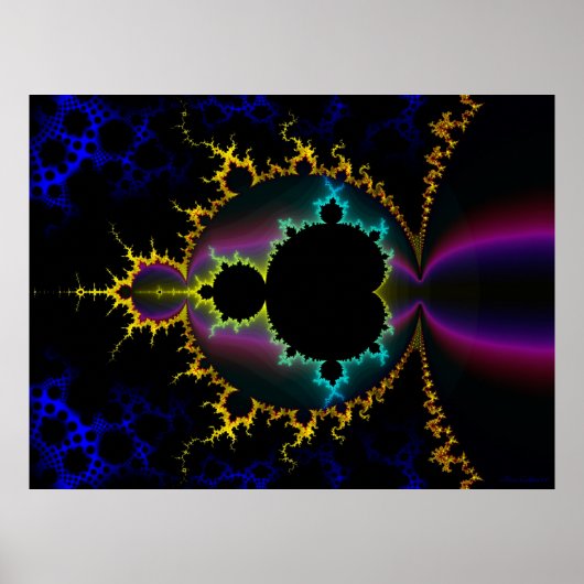 Fraktal Mandelbrot Electric Night Poster (Vorne)