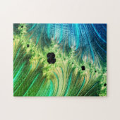 Fraktal Mandelbrot | Türkisblau und Neo Mint Puzzle (Horizontal)