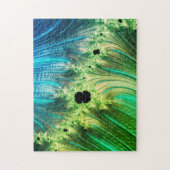 Fraktal Mandelbrot | Türkisblau und Neo Mint Puzzle (Vertikal)