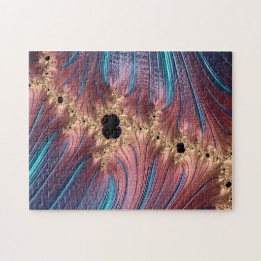 Fraktal Mandelbrot | Türkisblau und Rose Gold Puzzle (Horizontal)