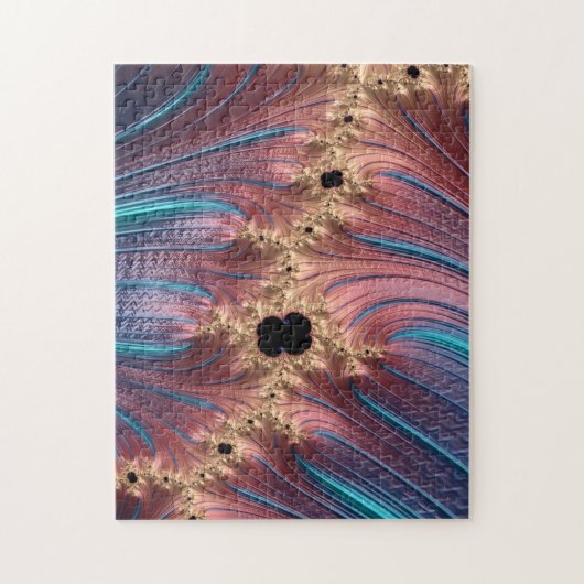 Fraktal Mandelbrot | Türkisblau und Rose Gold Puzzle (Vertikal)
