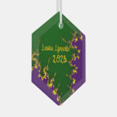 Fraktal Mardi Gras Tree Ornament Aus Glas (Vorderseite Rechts)