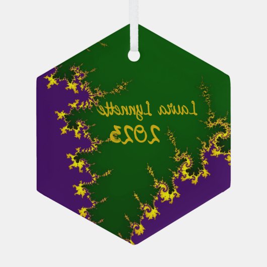 Fraktal Mardi Gras Tree Ornament Aus Glas (Rückseite)
