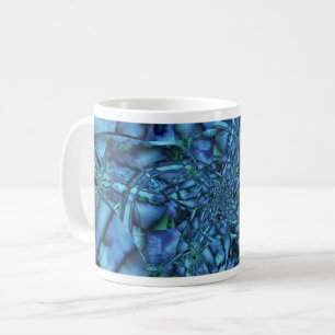 Fraktal mit Blau-Grau- und Grün-geometrischen Form Kaffeetasse