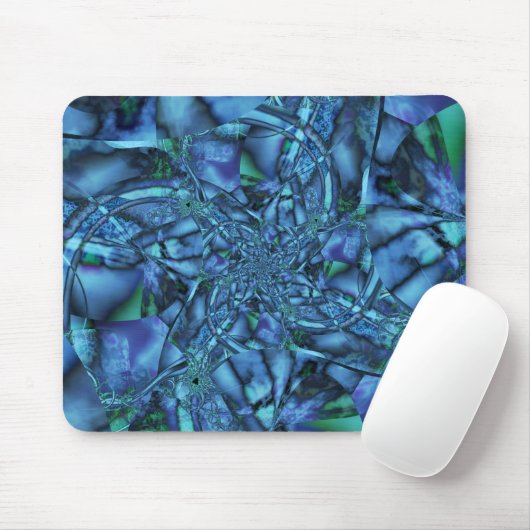 Fraktal mit Blau-Grau- und Grün-geometrischen Form Mousepad (Mit Mouse)