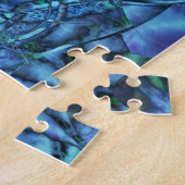 Fraktal mit Blau-Grau- und Grün-geometrischen Form Puzzle (Seite)