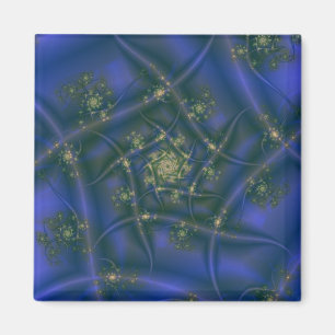 Fraktal mit blauer Gelbfärbung und grünen Spiralbr Magnet